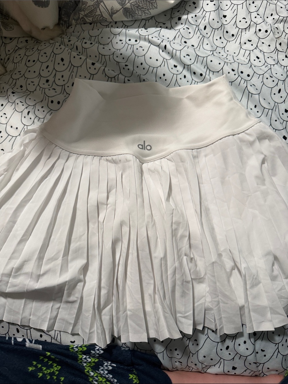 ALO Yoga White Pleated Skater Skirt